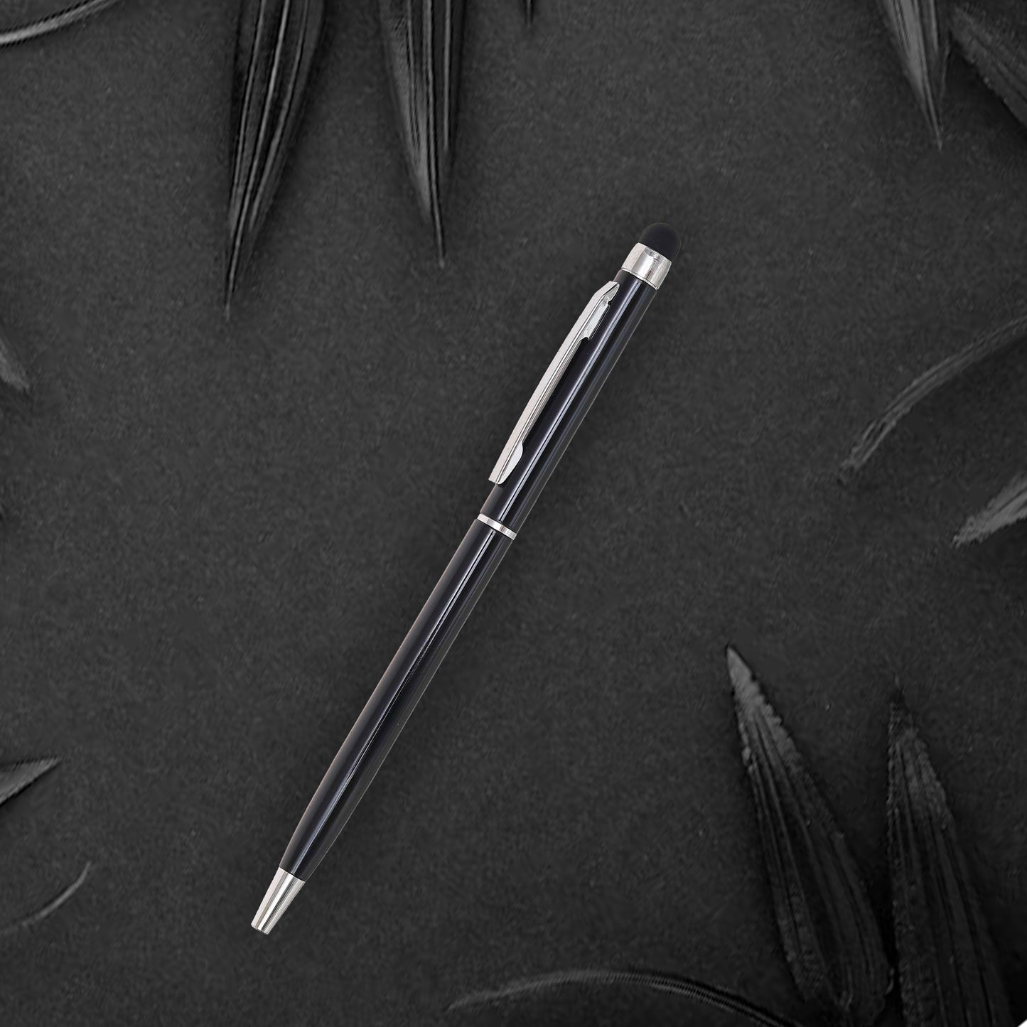 Dual-Function Stylus Pen – Black Metal Finish with Custom Branding