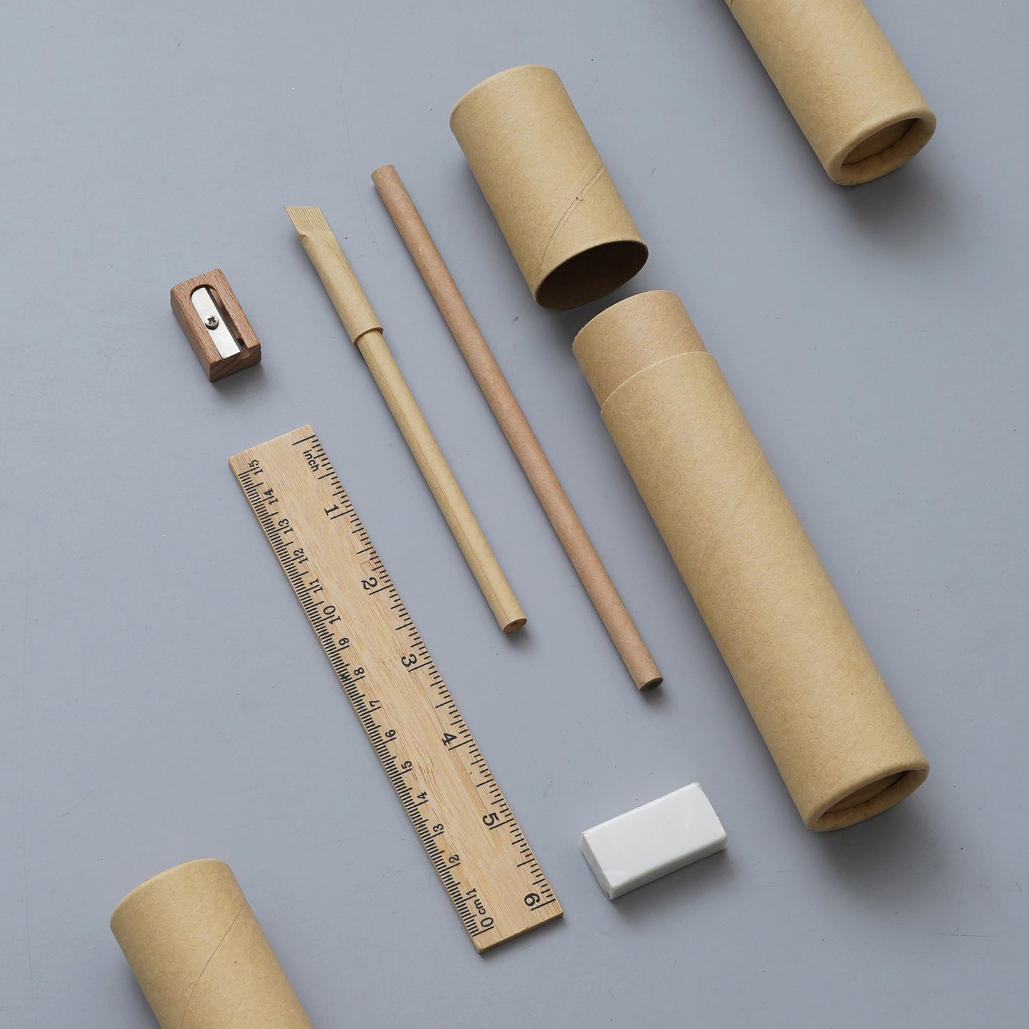 Eco-Friendly Kraft Stationery Kit – 6-Piece Recycled Gift Set in Kraft Tube