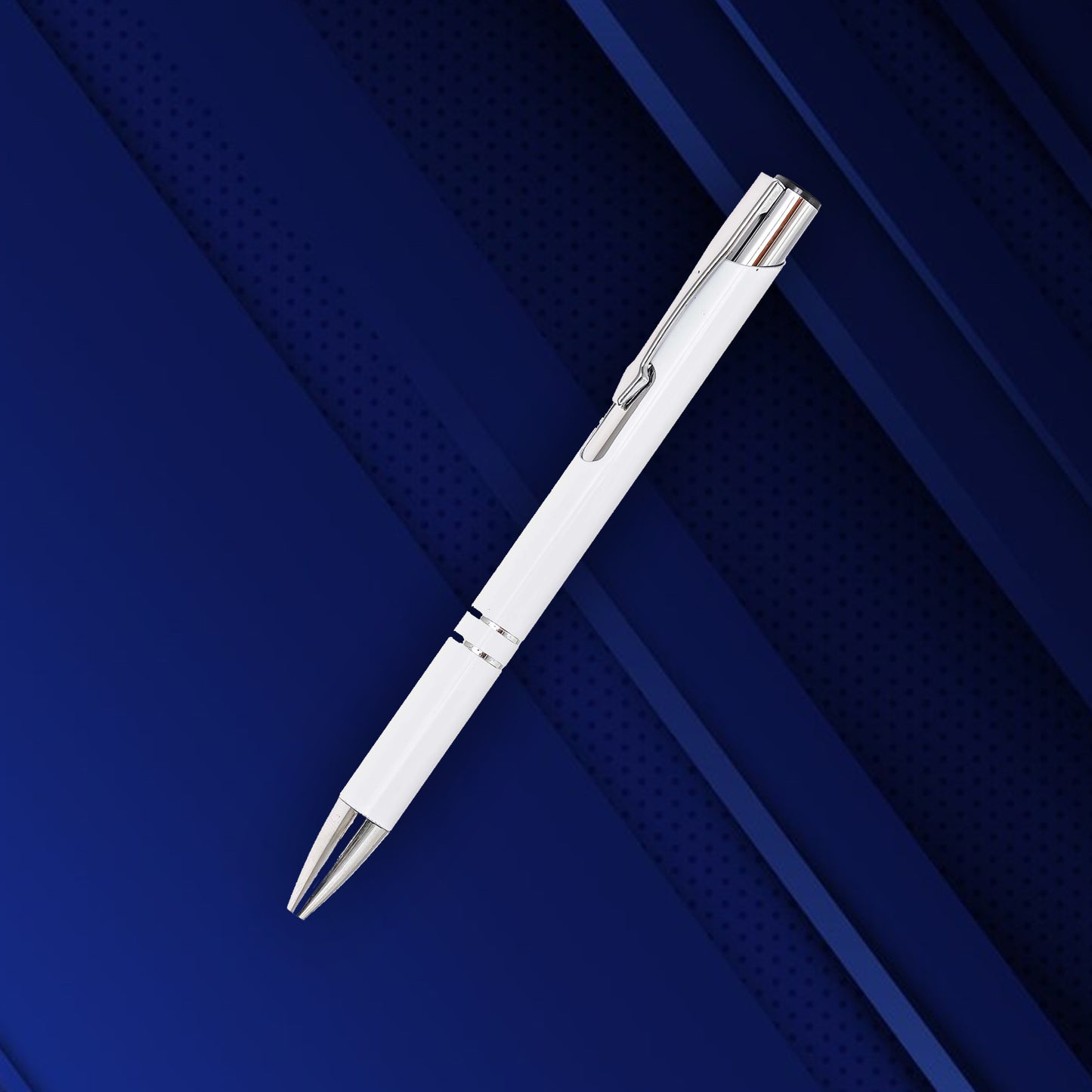 Elegant Metal Ballpoint Pen – Sleek White Finish with Chrome Accents
