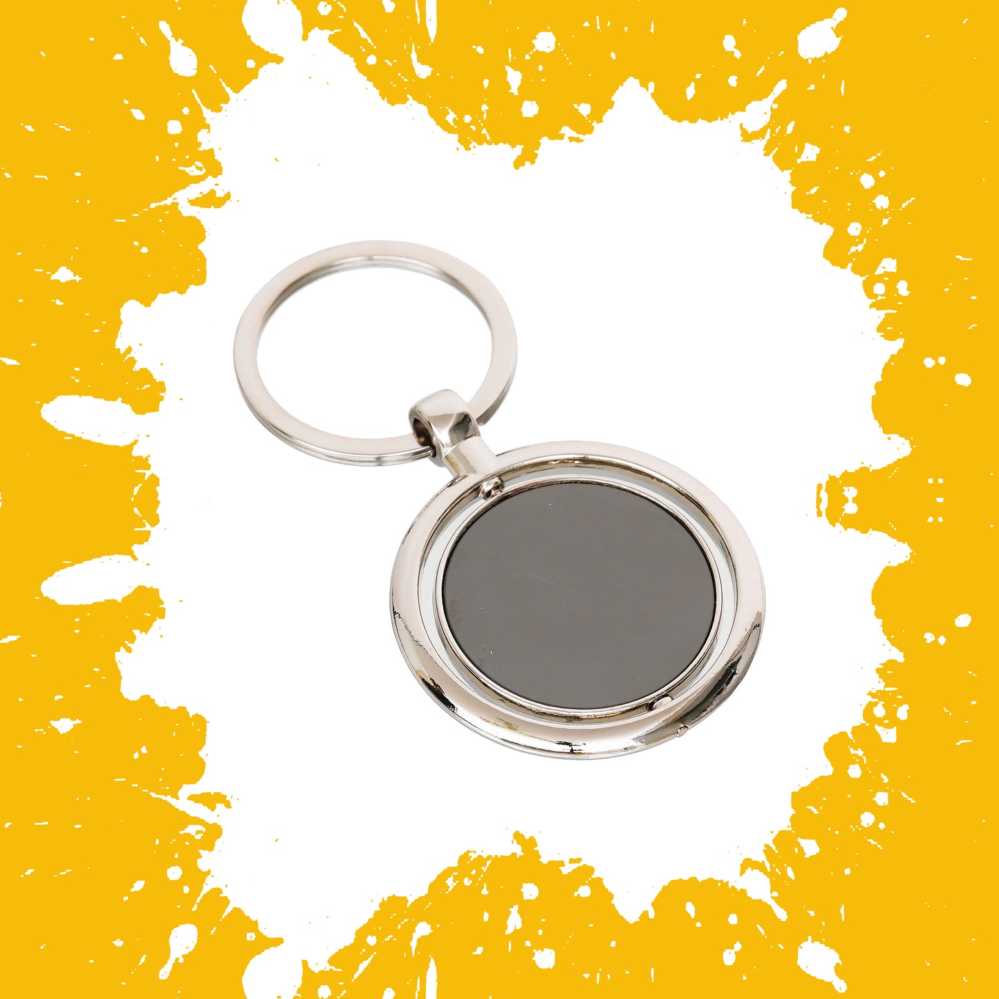 Premium Rotatable Round Metal Keychain – Dual-Sided Engraving