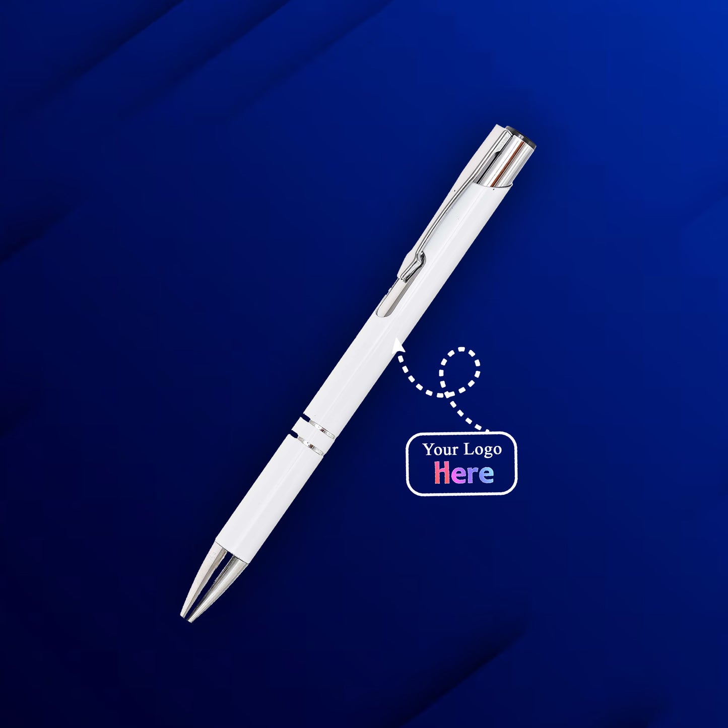 Elegant Metal Ballpoint Pen – Sleek White Finish with Chrome Accents