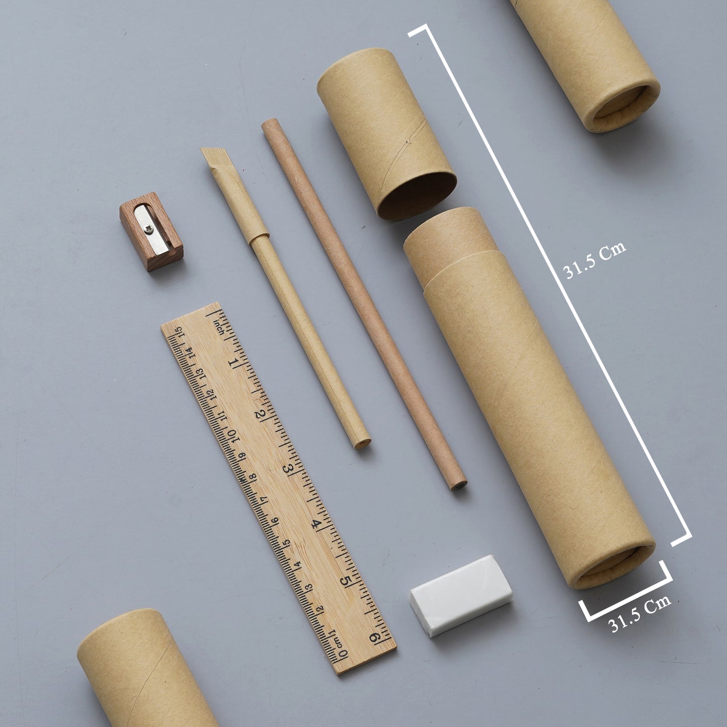 Eco-Friendly Kraft Stationery Kit – 6-Piece Recycled Gift Set in Kraft Tube