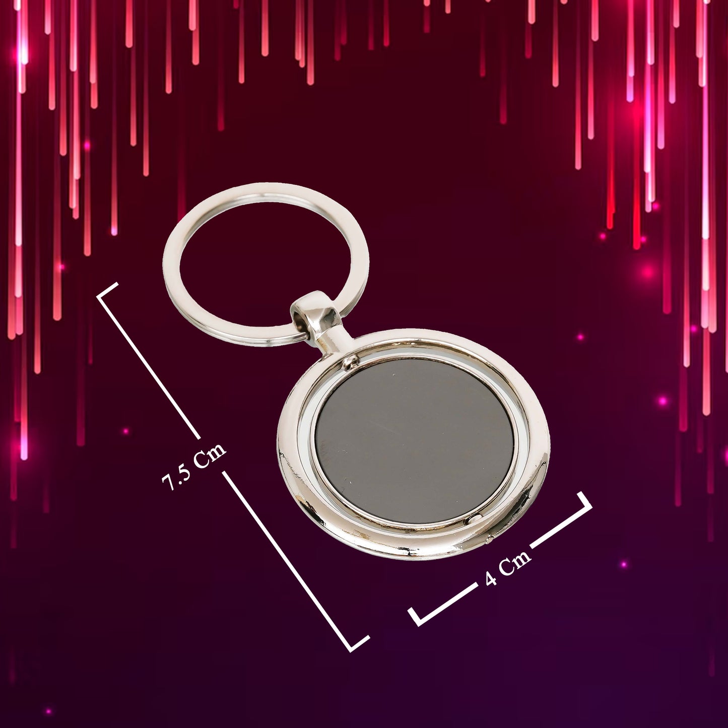 Premium Rotatable Round Metal Keychain – Dual-Sided Engraving