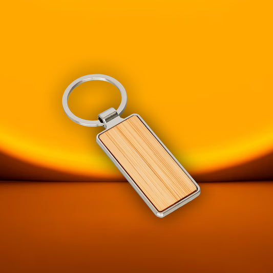Rectangular Metal-Wood Keychain – Customizable with Laser Engraving