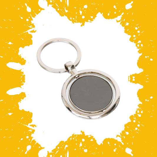 Premium Rotatable Round Metal Keychain – Dual-Sided Engraving