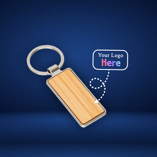 Rectangular Metal-Wood Keychain – Customizable with Laser Engraving