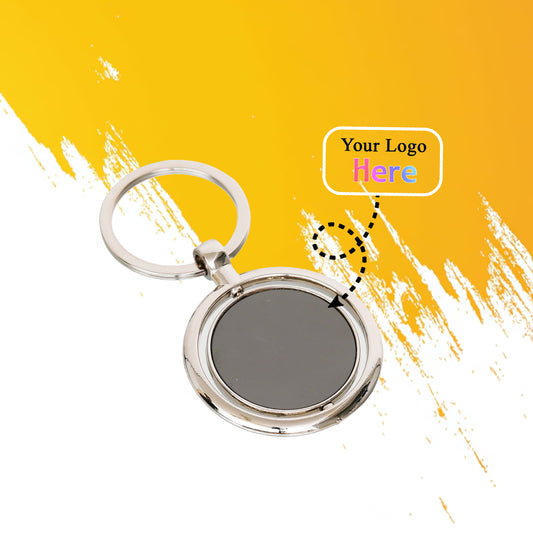 Premium Rotatable Round Metal Keychain – Dual-Sided Engraving