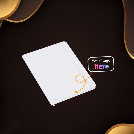 White Hardcover Notebook with Elastic Band – Customizable Premium Stationery