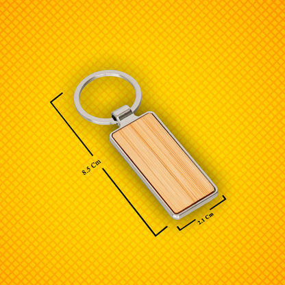 Rectangular Metal-Wood Keychain – Customizable with Laser Engraving