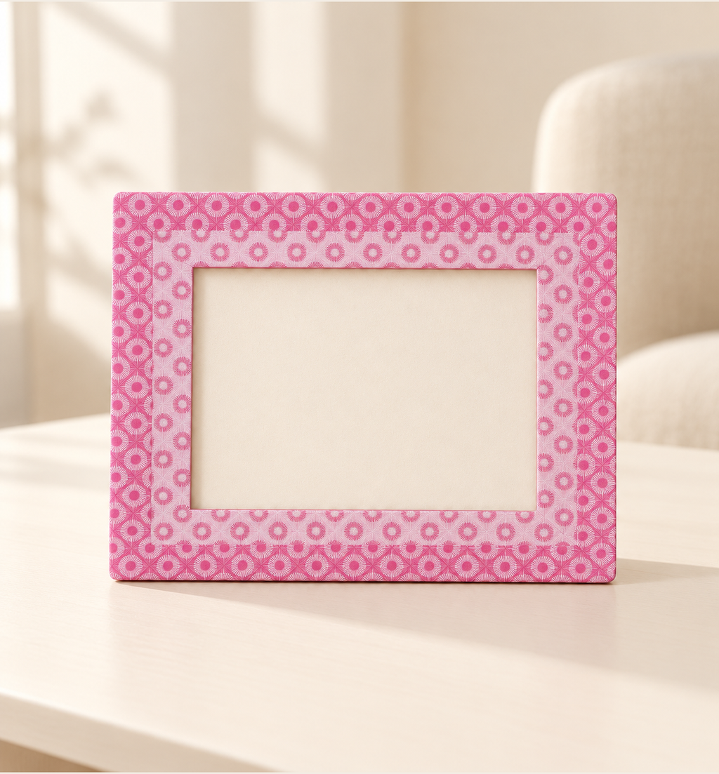 Rectangular Patterned Photo Frame - Pink, lifestyle