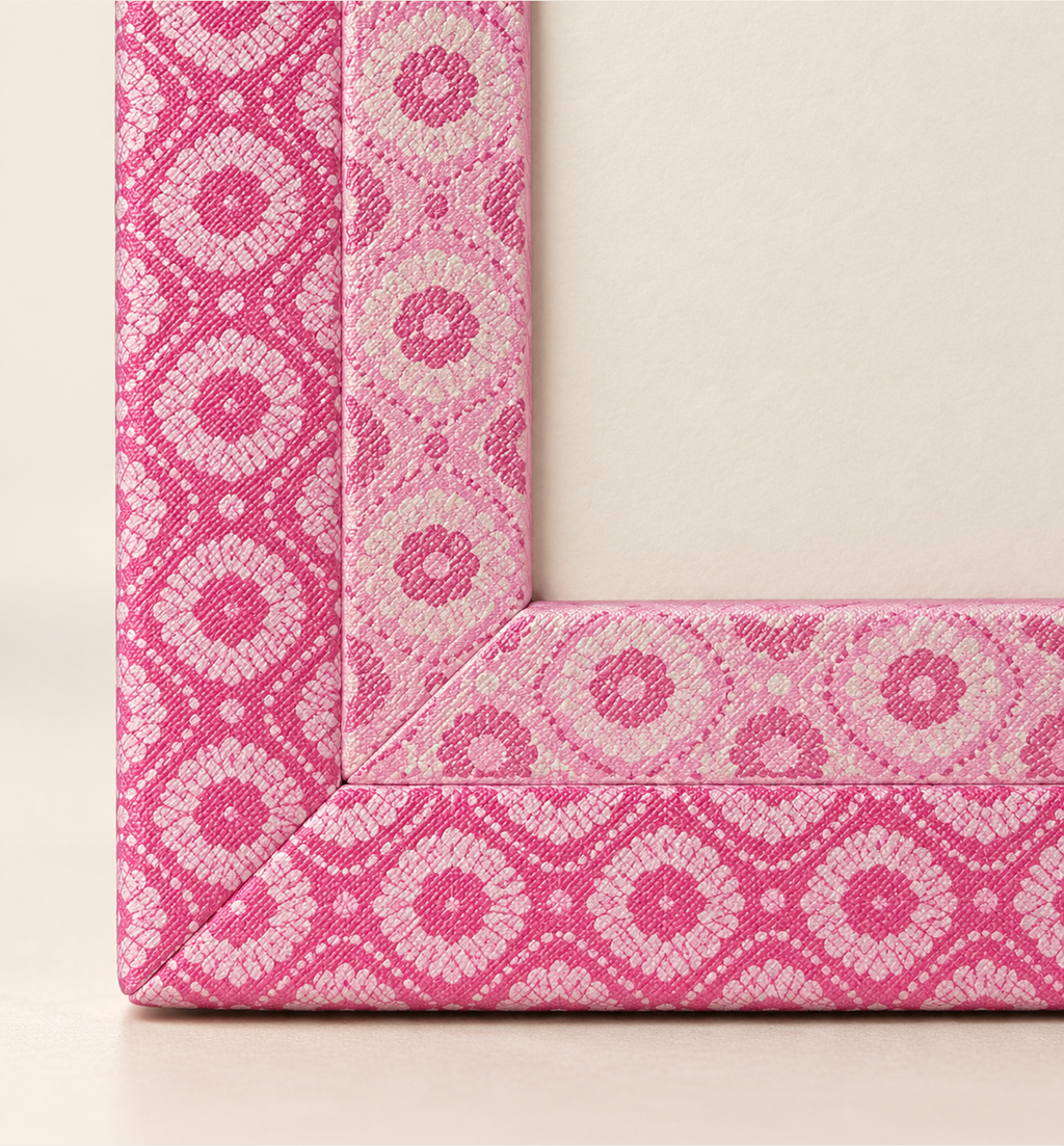 Rectangular Patterned Photo Frame - Pink, close-up