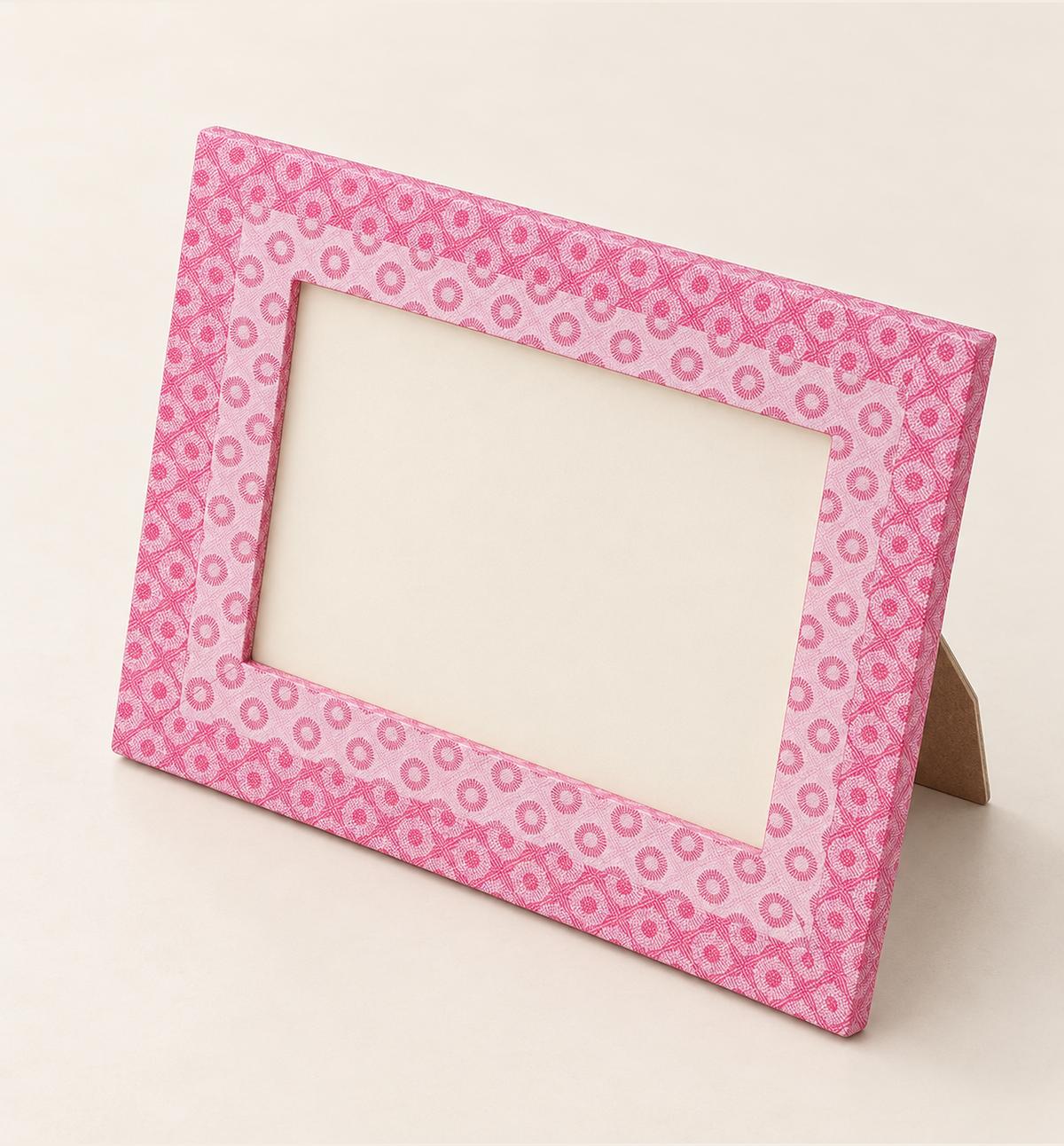 Rectangular Patterned Photo Frame - Pink, studio view 1