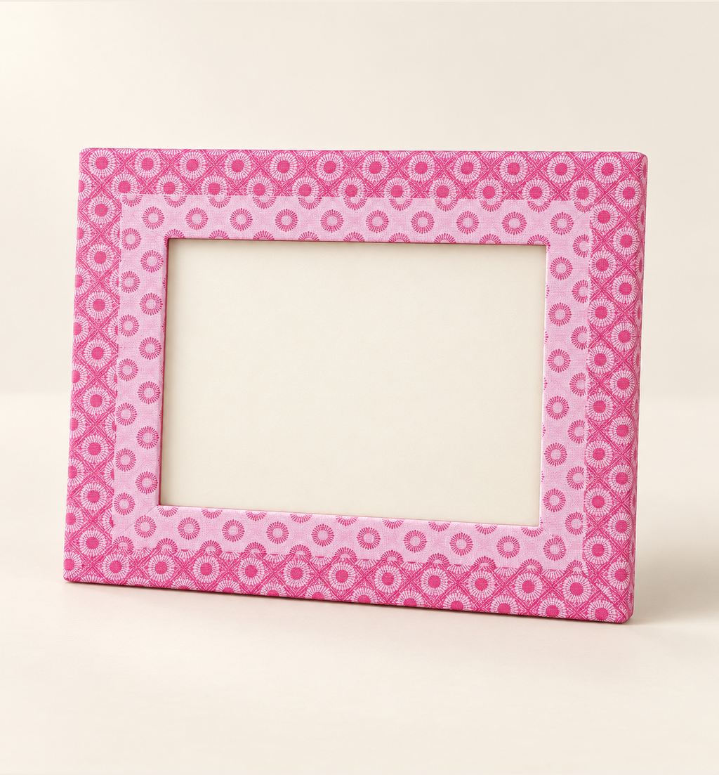 Rectangular Patterned Photo Frame - Pink, studio view 2