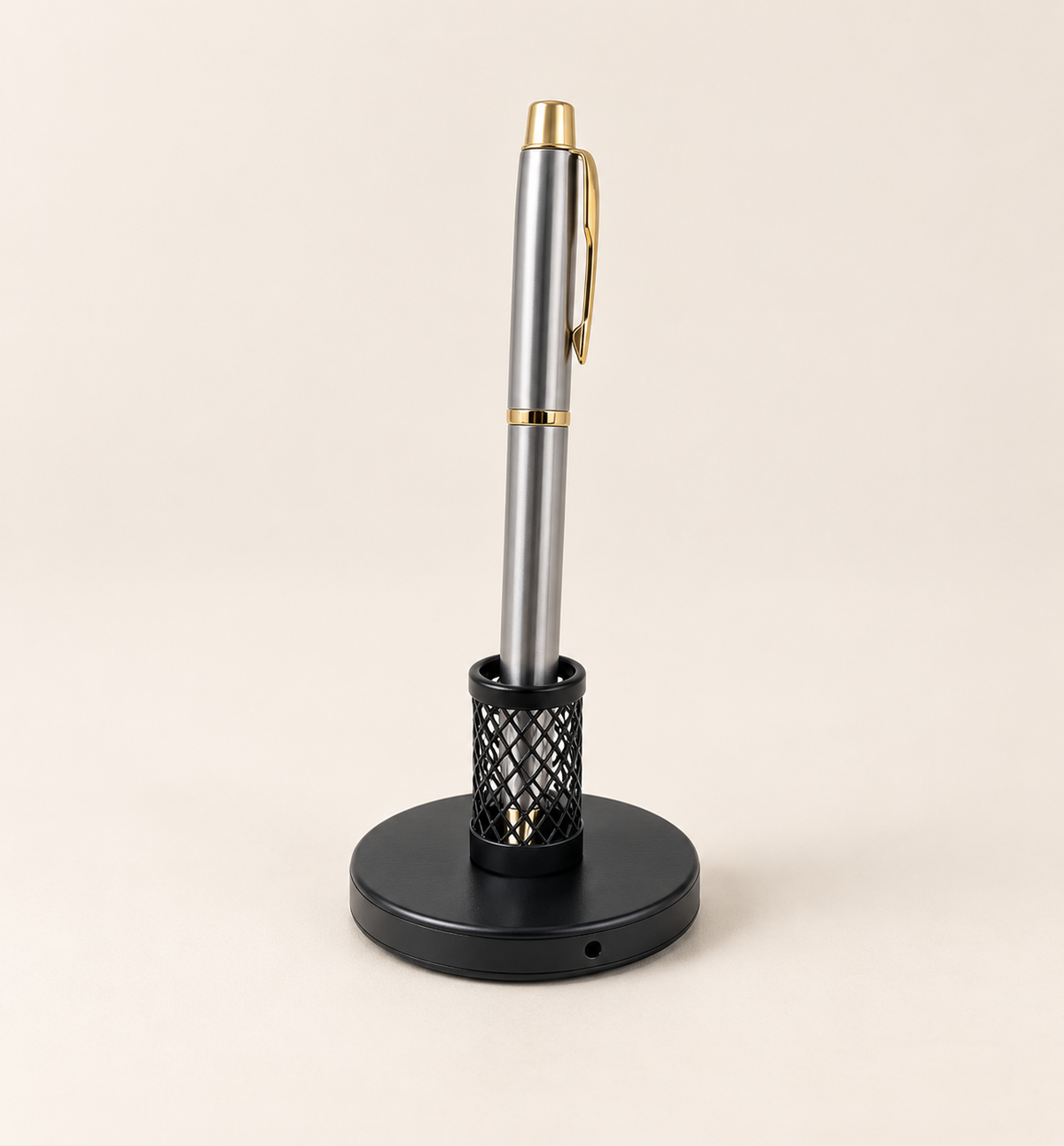 Round-Base Metal Pen Stand - Black, studio view 2