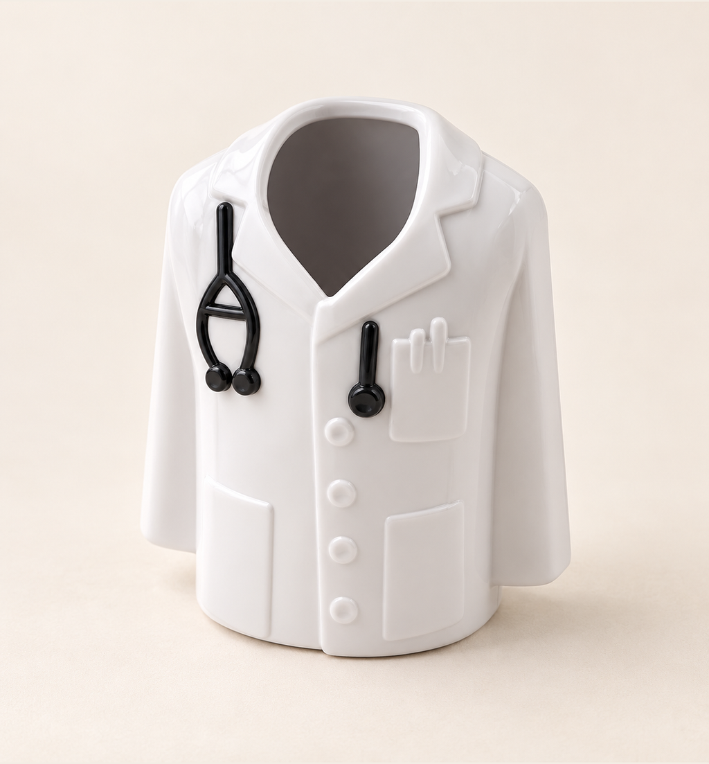 Doctor’s Desk Pen Stand - White, studio view 2