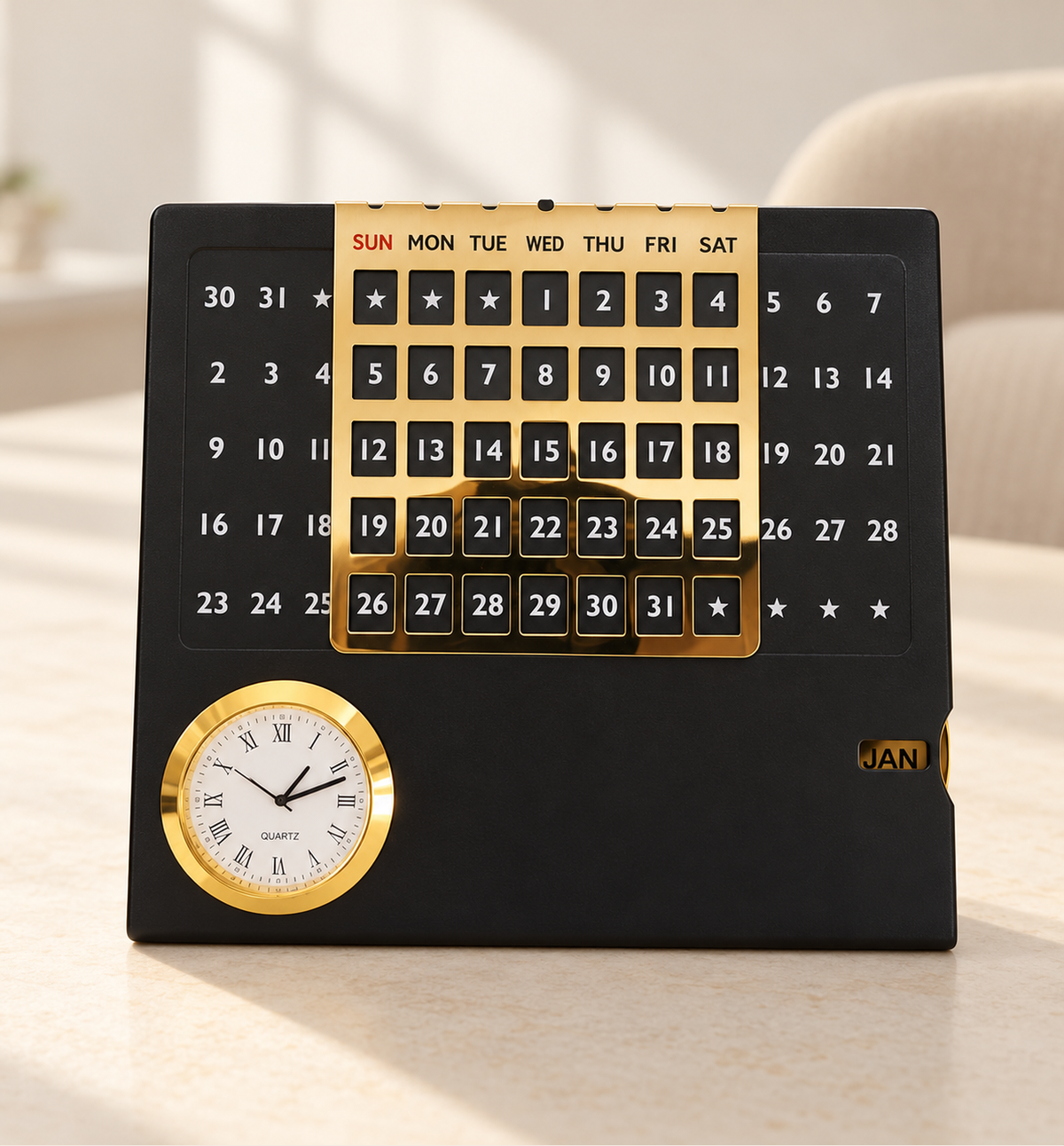 Steel Monthly Desk Calendar - Black, lifestyle
