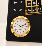 Steel Monthly Desk Calendar - Black, close-up