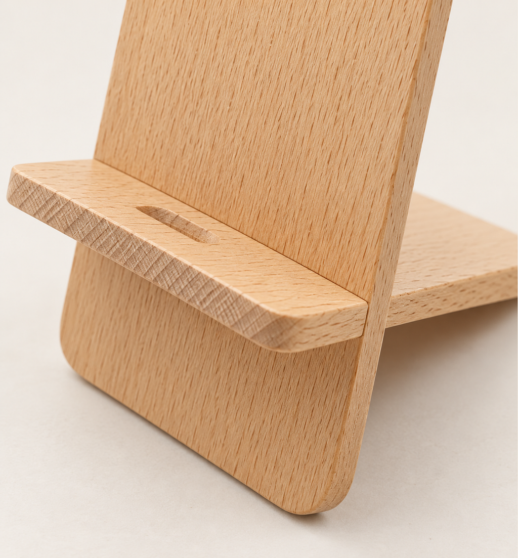 Compact Wooden Mobile Stand - Wood, close-up