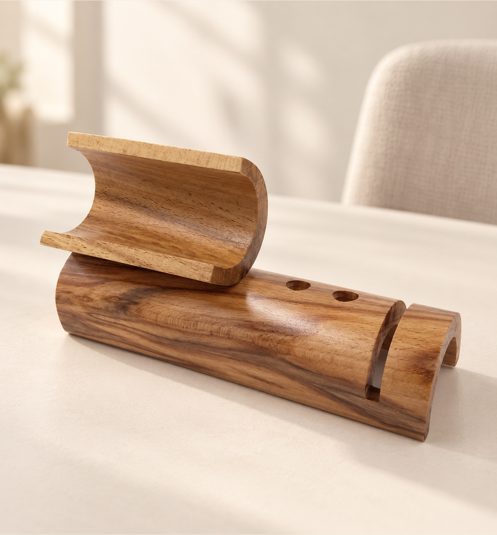 Pen Holder and Mobile Stand - Wood, lifestyle
