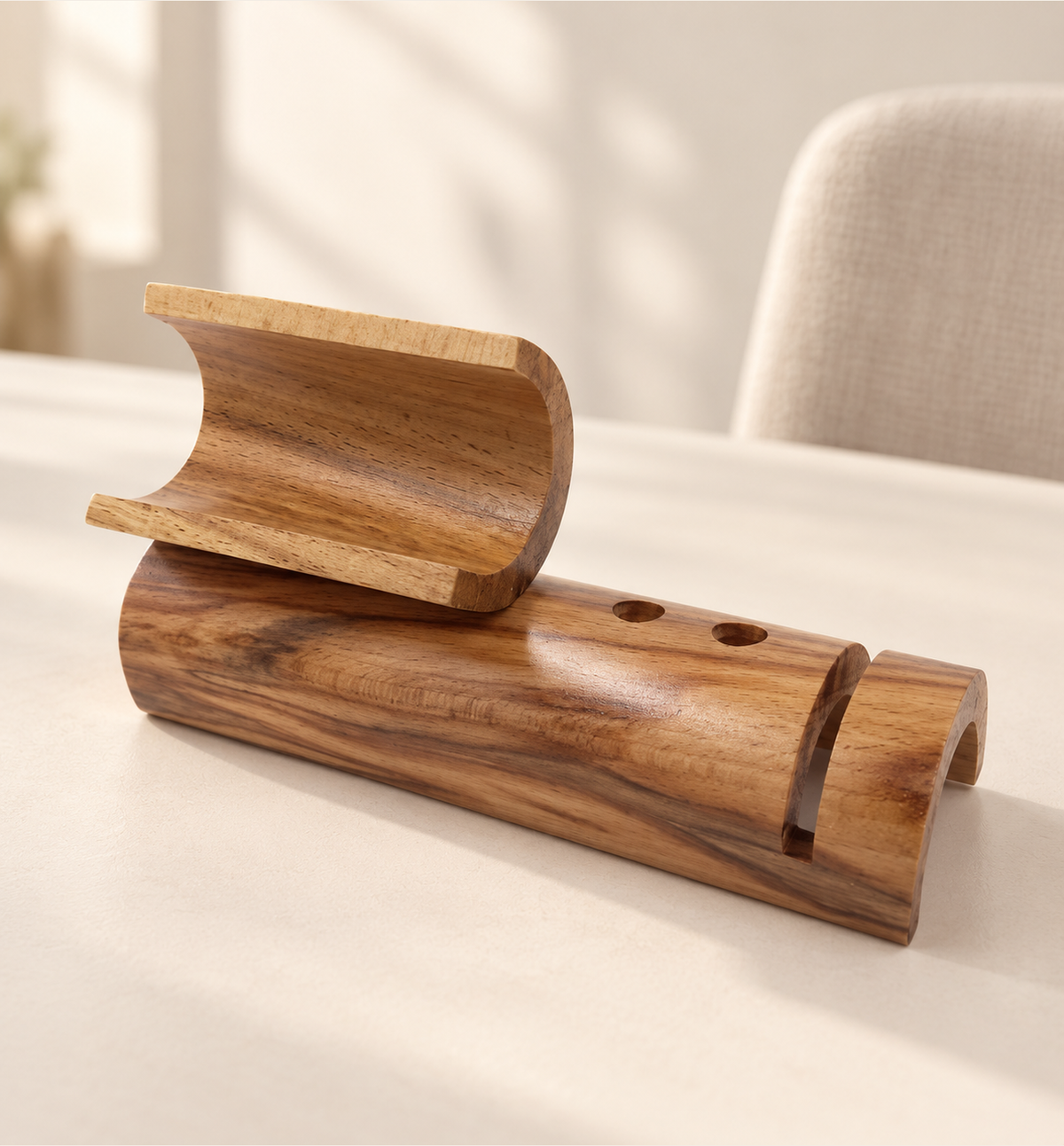 Pen Holder and Mobile Stand - Wood, lifestyle