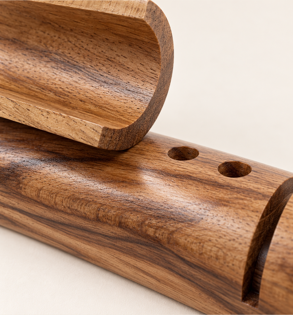 Pen Holder and Mobile Stand - Wood, close-up