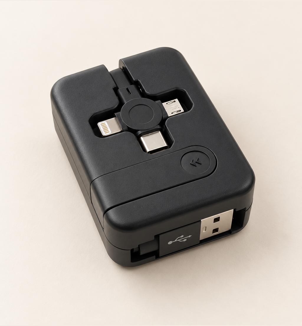 Mobile Charging Cable Set - Black, studio view 1