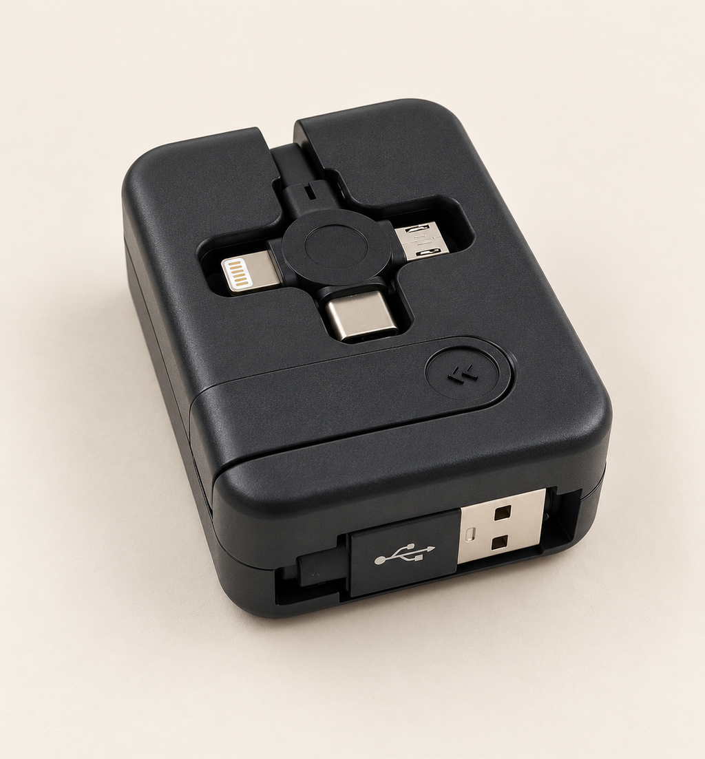 Mobile Charging Cable Set - Black, studio view 2