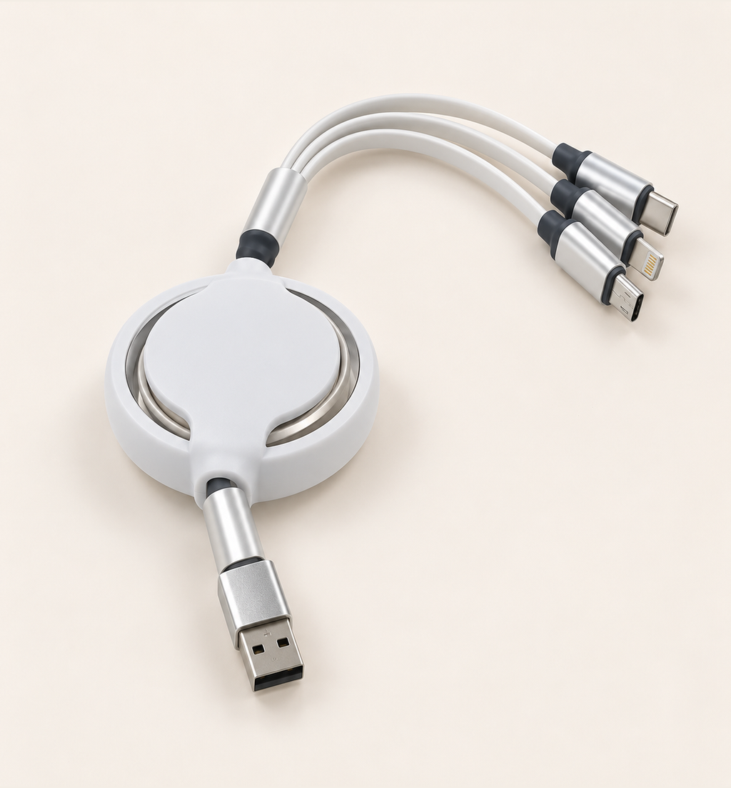 Mobile Charging Cable Set - White, studio view 1