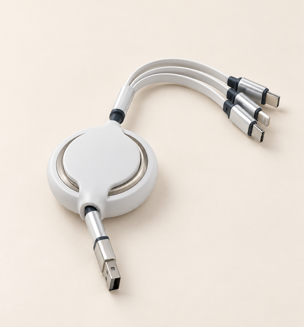 Mobile Charging Cable Set - White, studio view 2