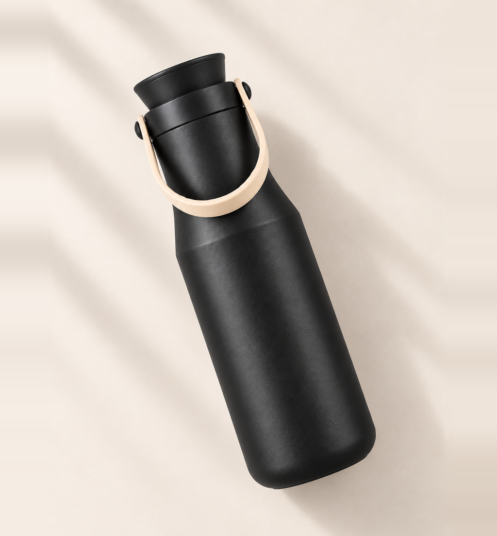 Victoria Hot and Cold Steel Bottle - Black, 500 ml, alternate angle
