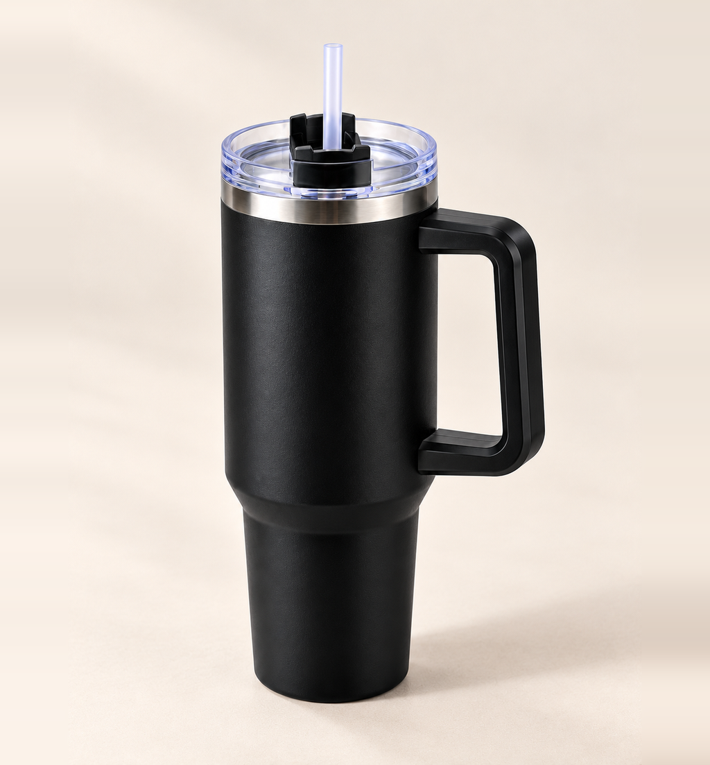 Insulated Tumbler with Handle - Black, 1.2 L, alternate angle
