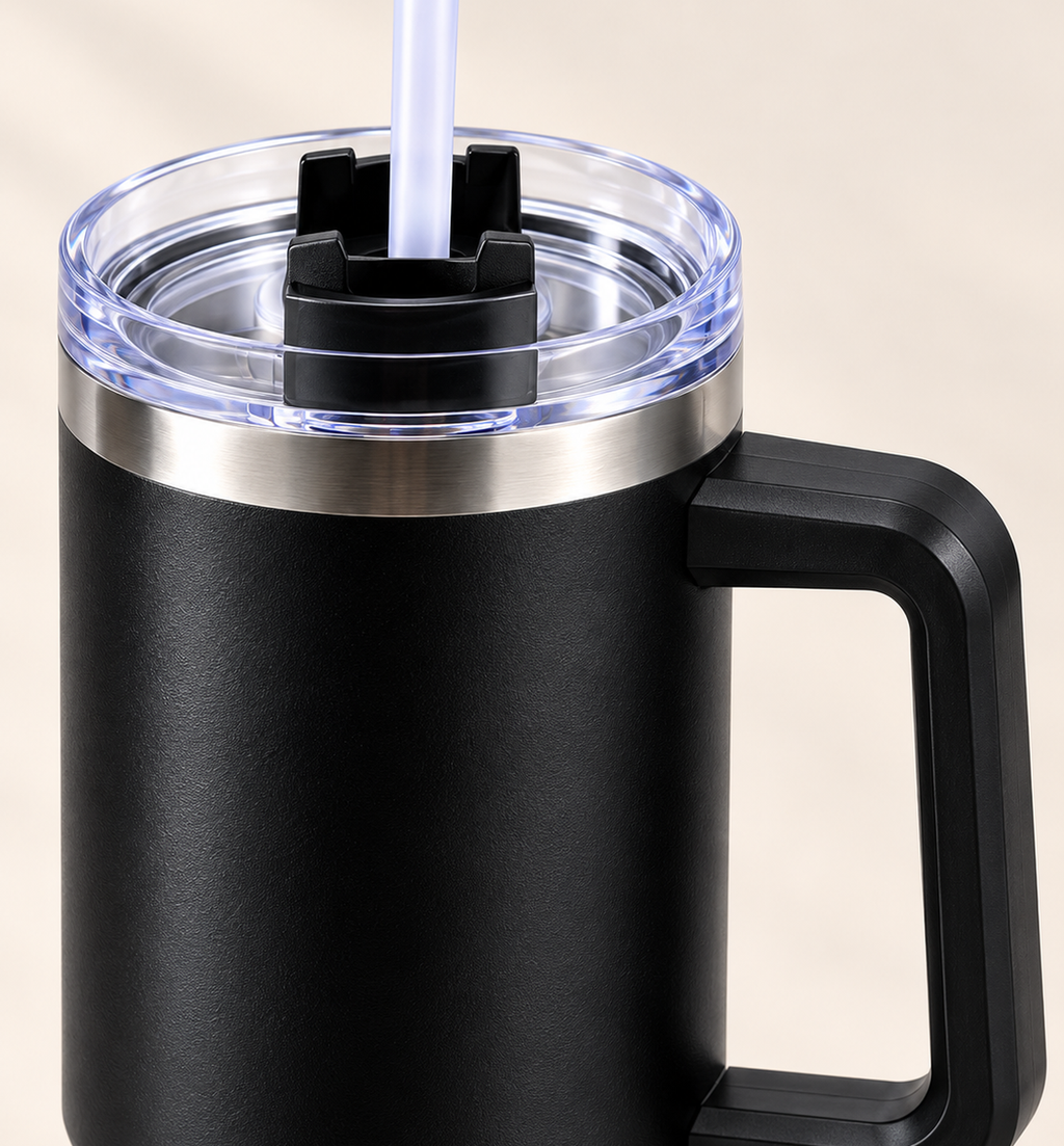 Insulated Tumbler with Handle - Black, 1.2 L, detail