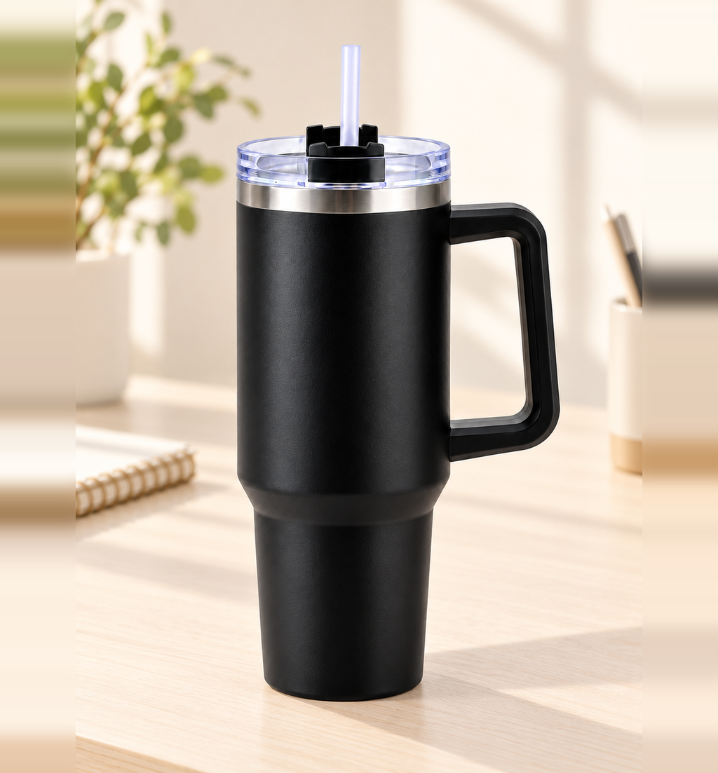 Insulated Tumbler with Handle - Black, 1.2 L, lifestyle