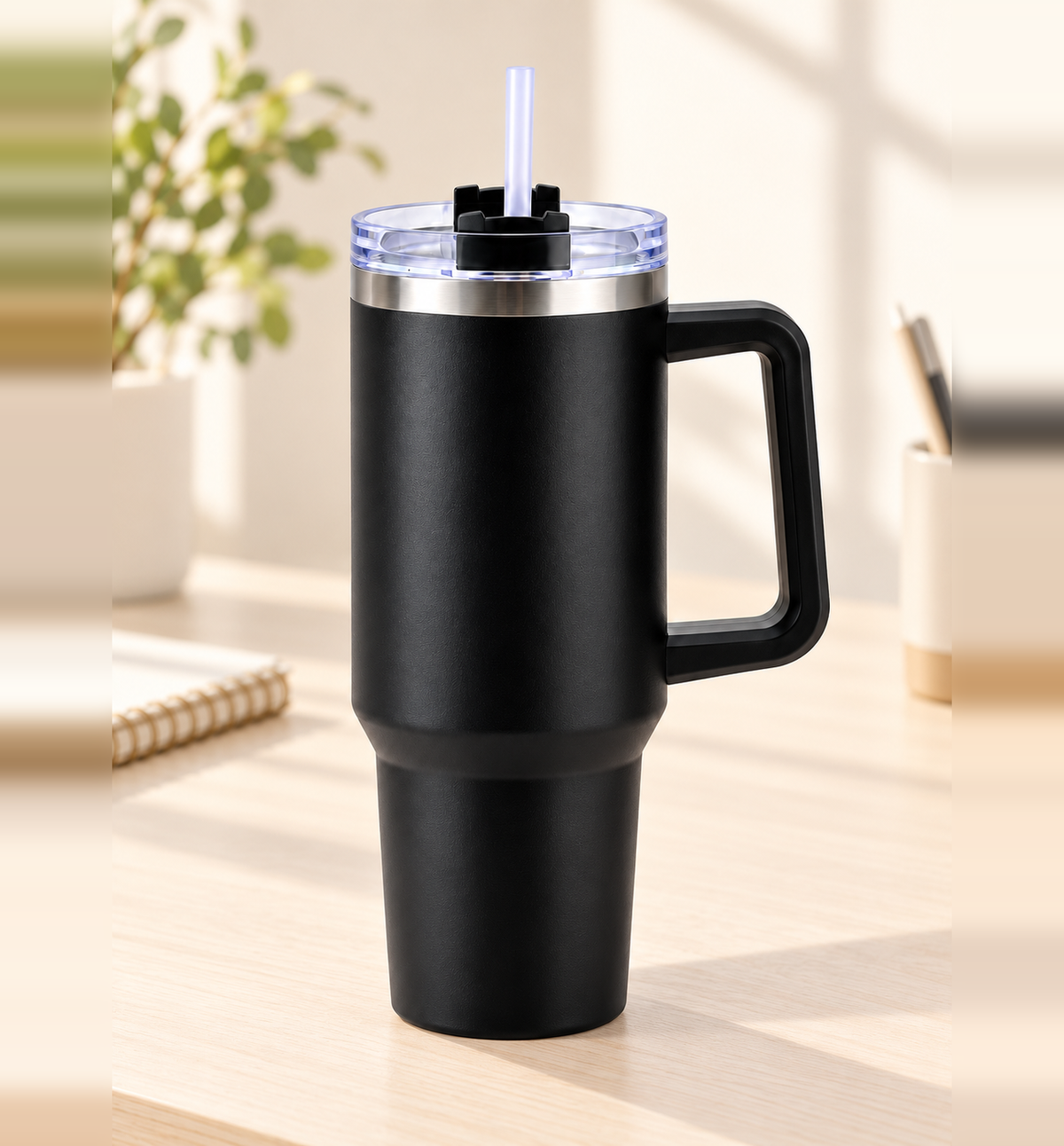 Insulated Tumbler with Handle - Black, 1.2 L, lifestyle
