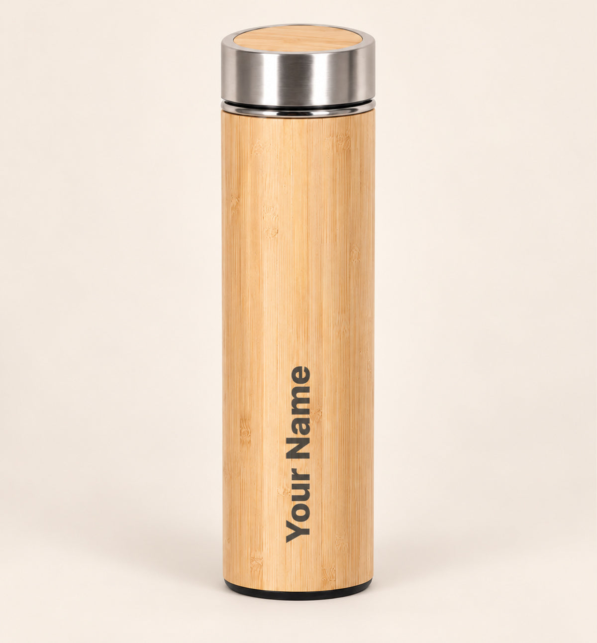 Bamboo-Lid Steel Bottle