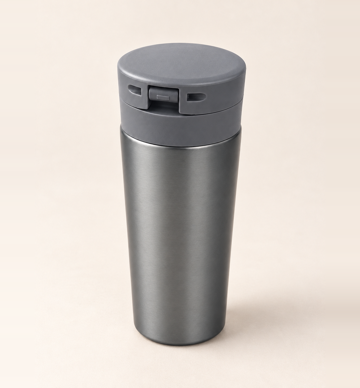 Push-Button Lid Coffee Mug - Grey, alternate angle