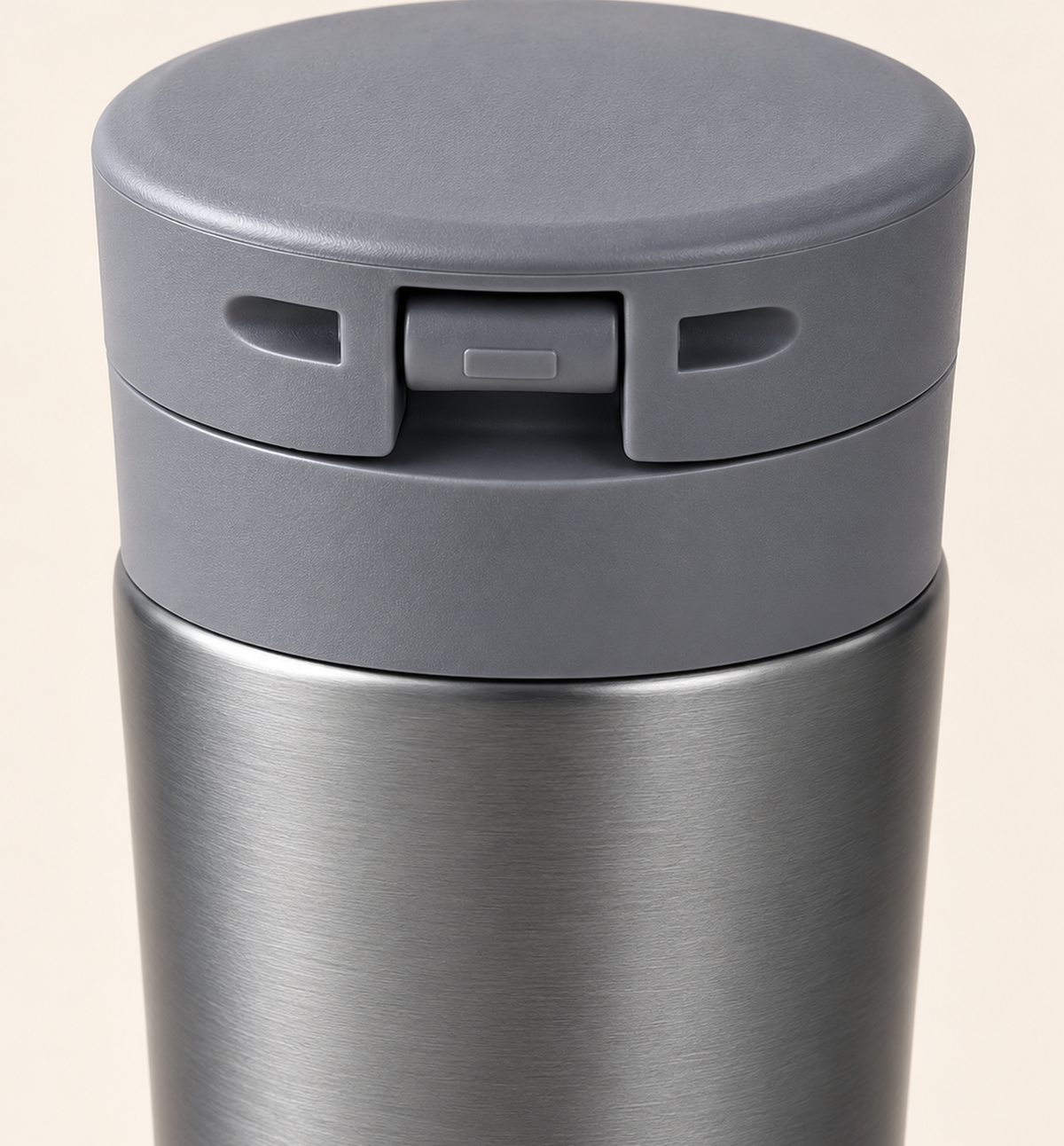 Push-Button Lid Coffee Mug - Grey, detail