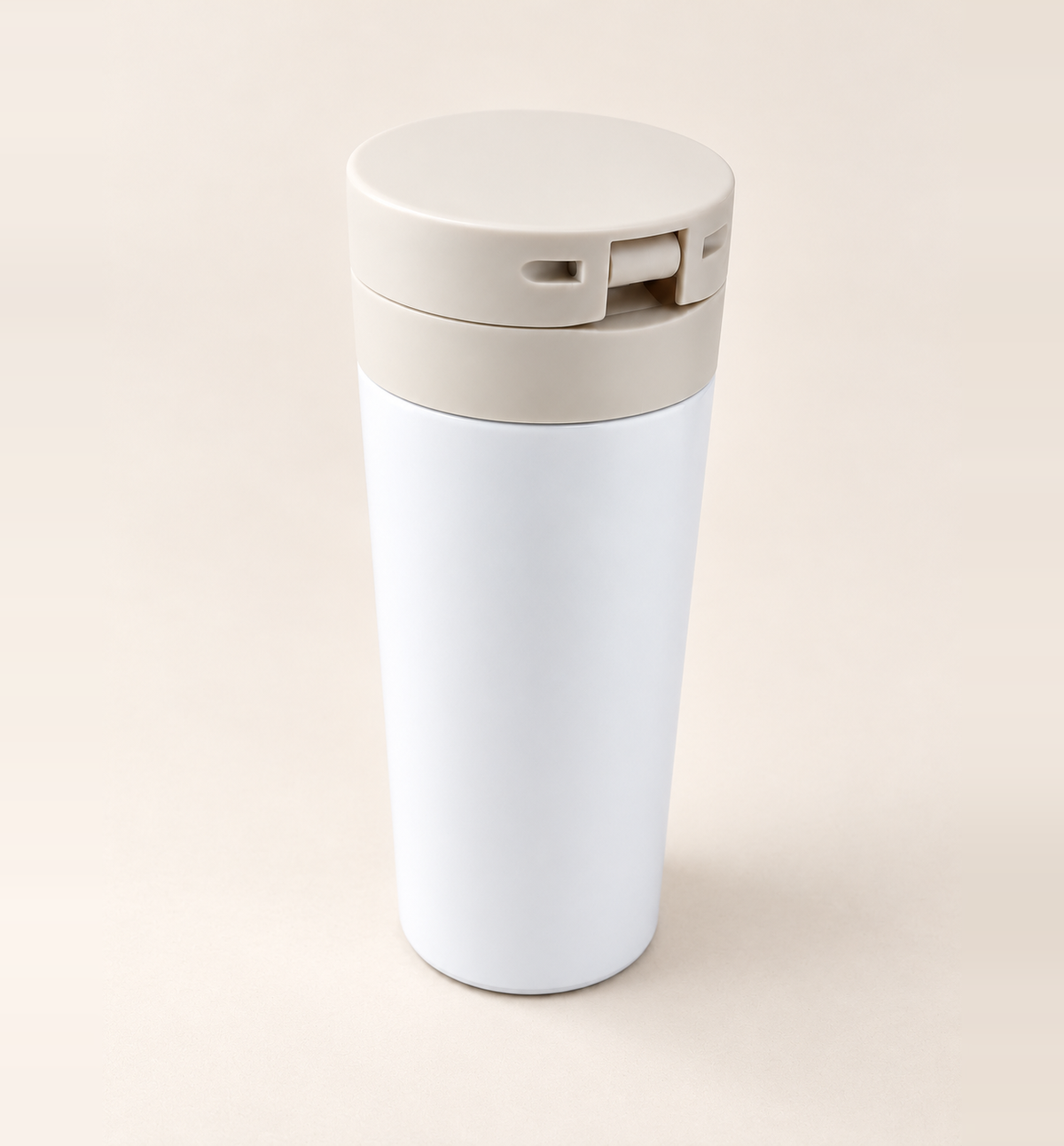 Push-Button Lid Coffee Mug - White, alternate angle