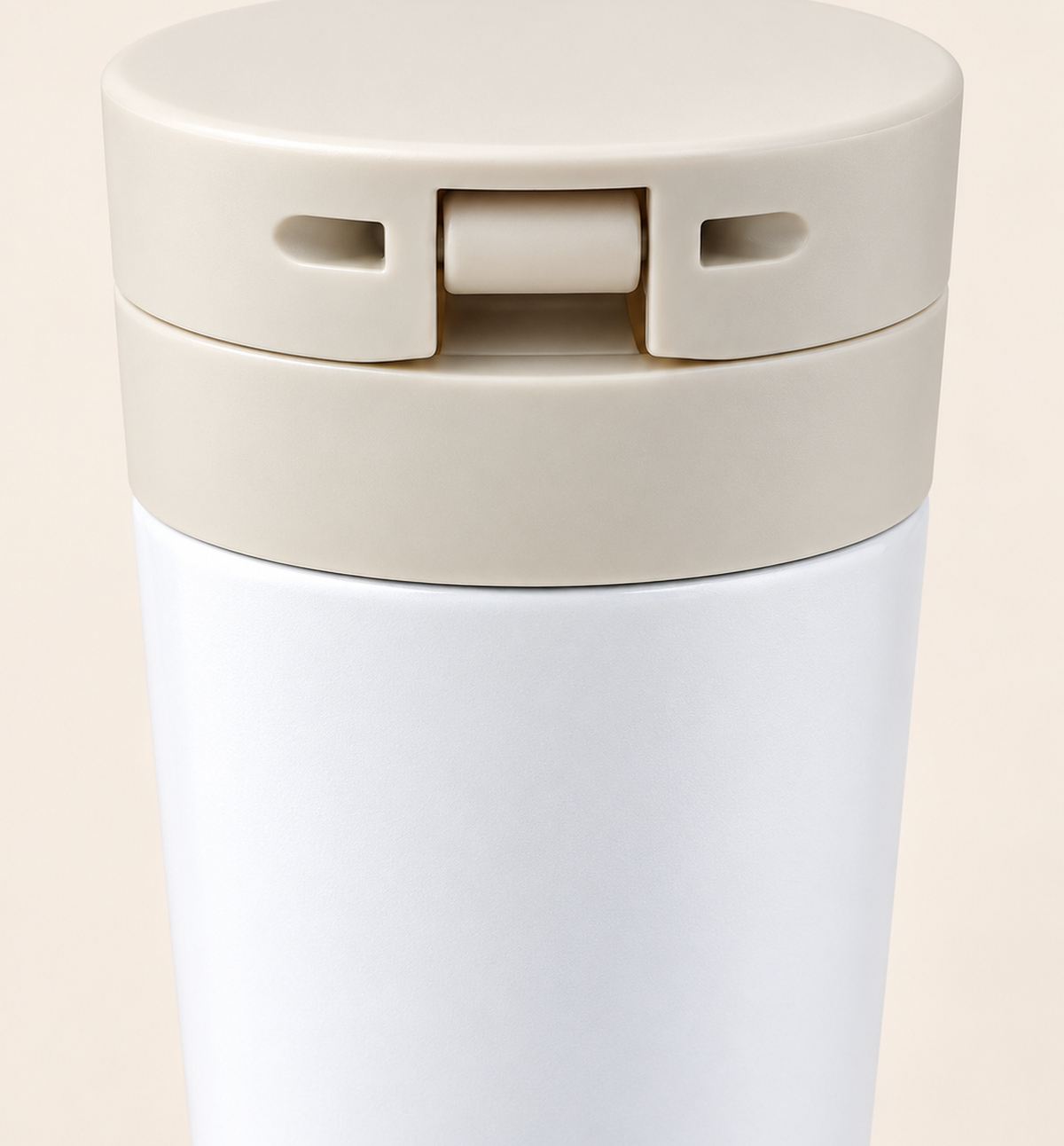 Push-Button Lid Coffee Mug - White, detail
