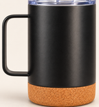 Cork-Base Insulated Coffee Mug - Black, detail