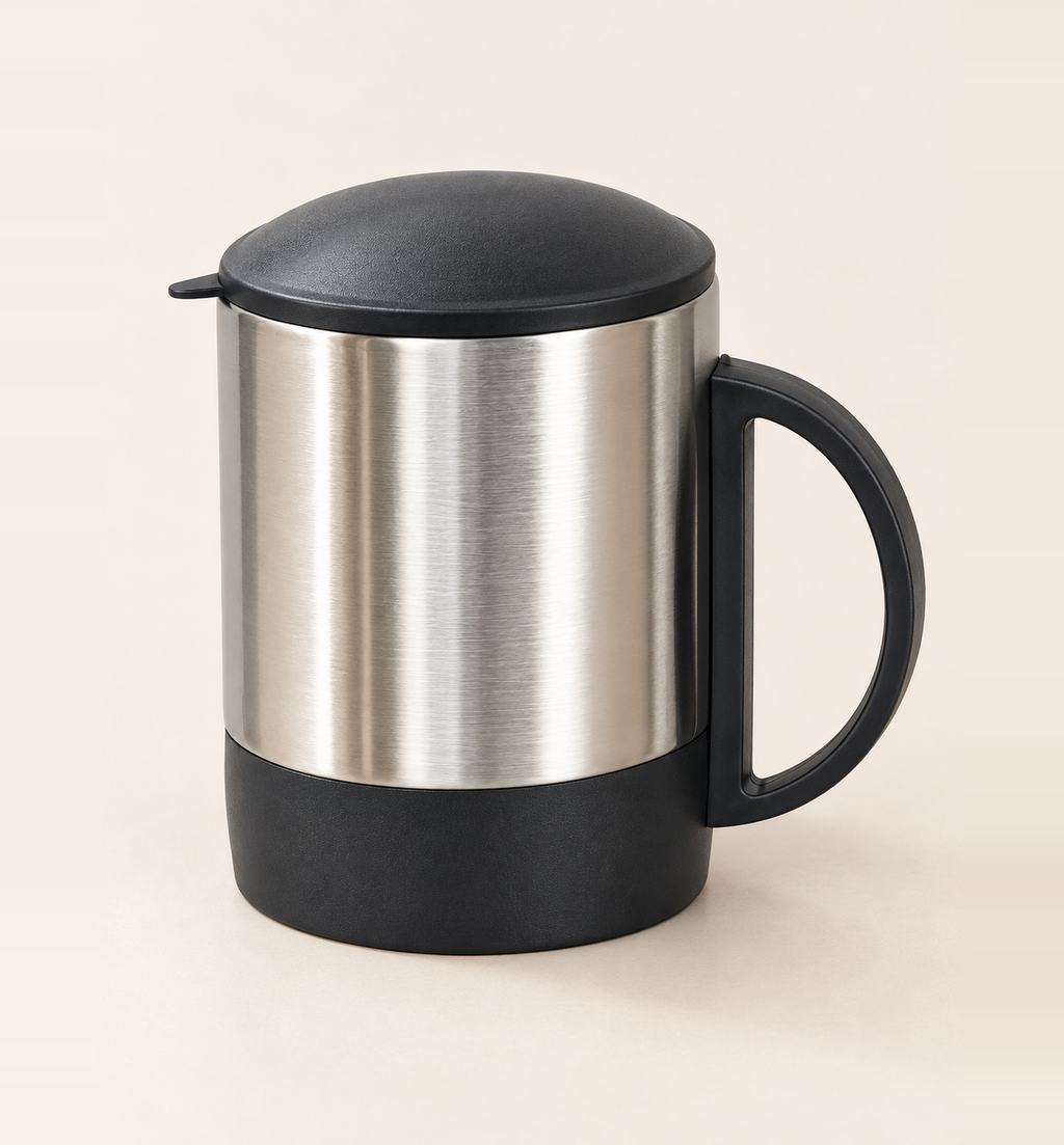 Stainless Steel Travel Mug - Silver, alternate angle