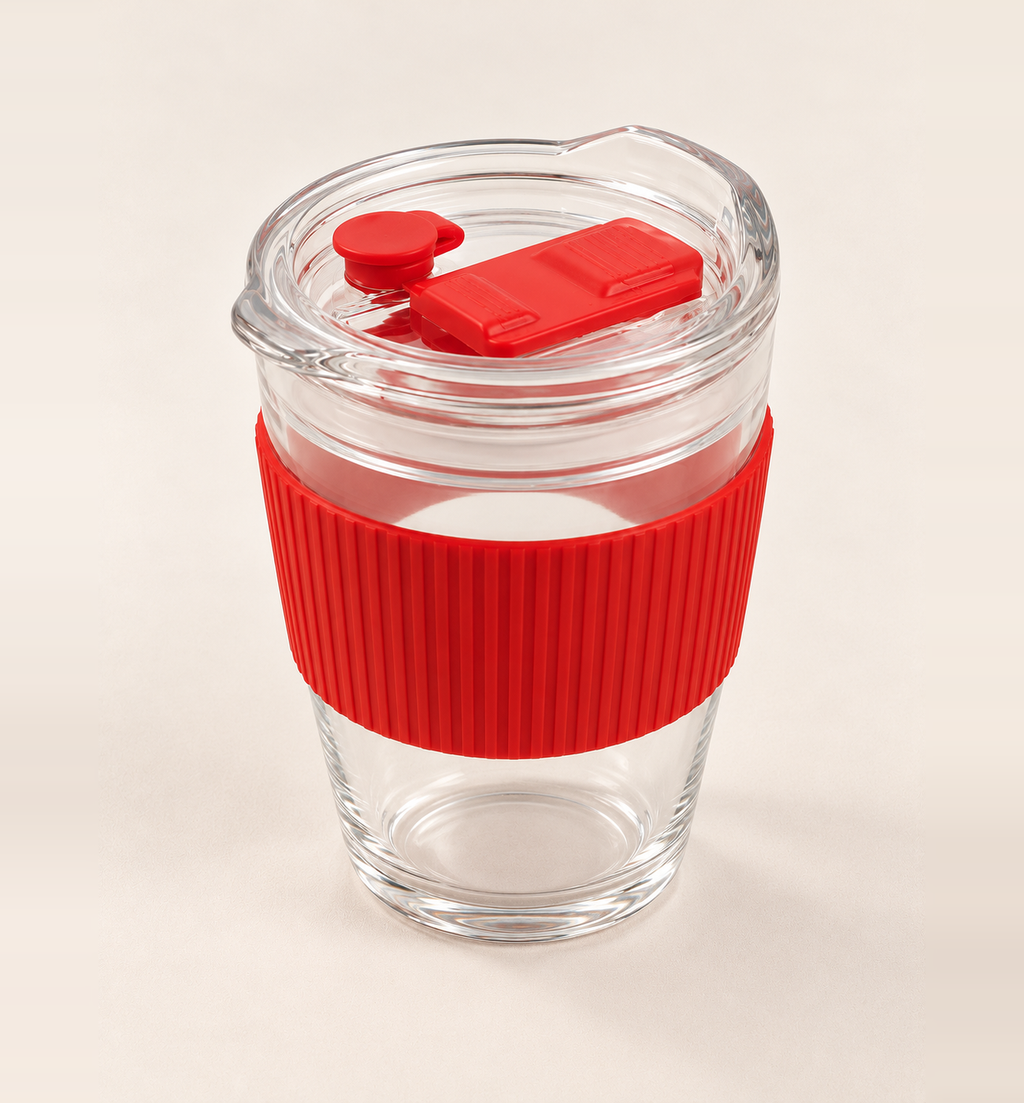 Glass Coffee Mug - Red, alternate angle