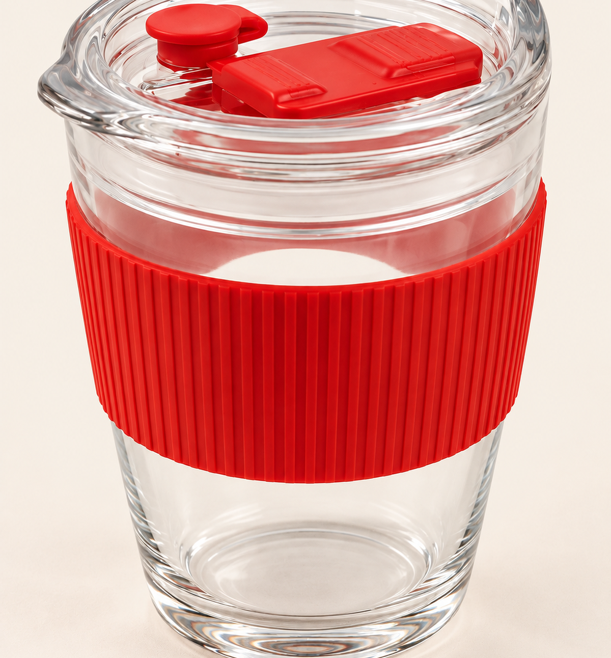Glass Coffee Mug - Red, detail