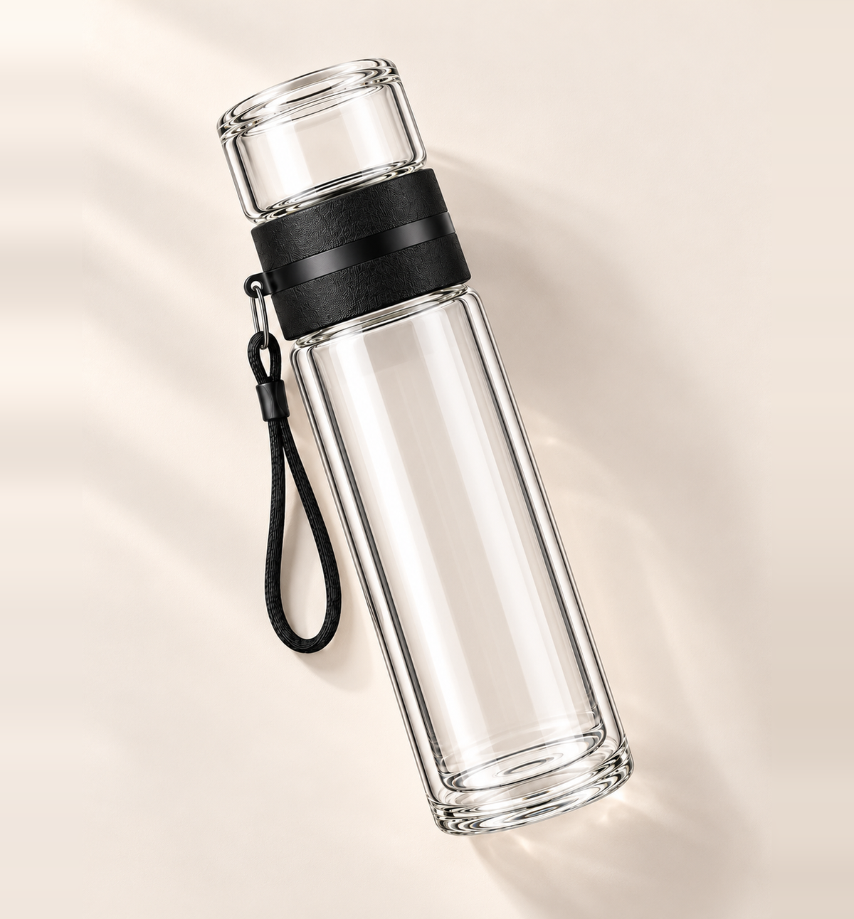 Borosilicate Glass Bottle - Clear, 300 ml, alternate angle