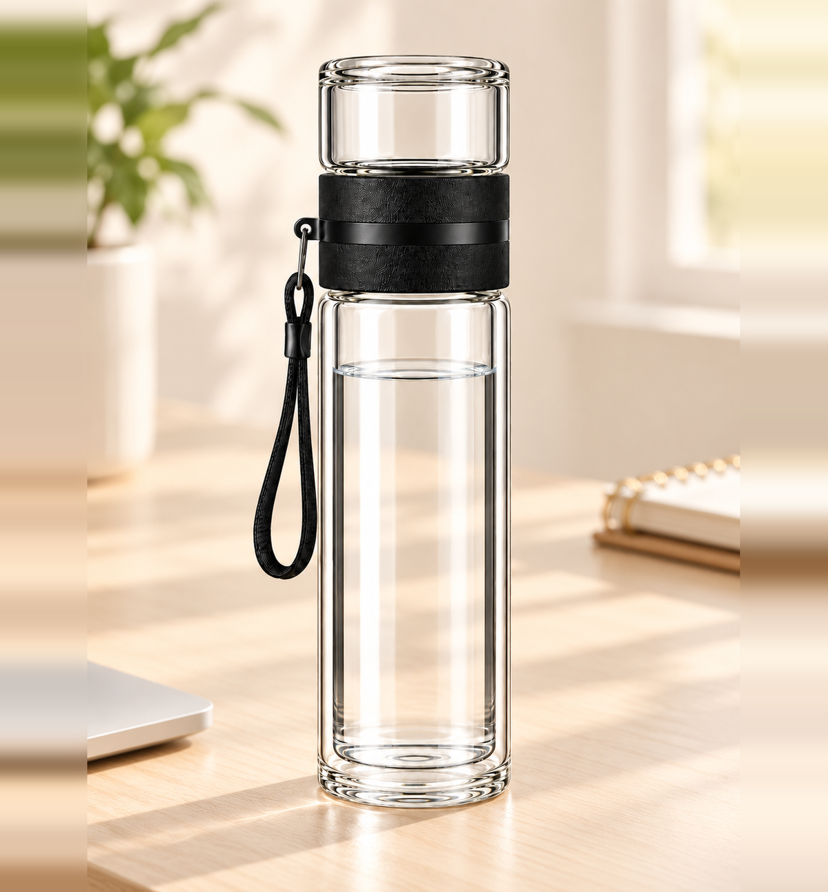 Borosilicate Glass Bottle - Clear, 300 ml, lifestyle