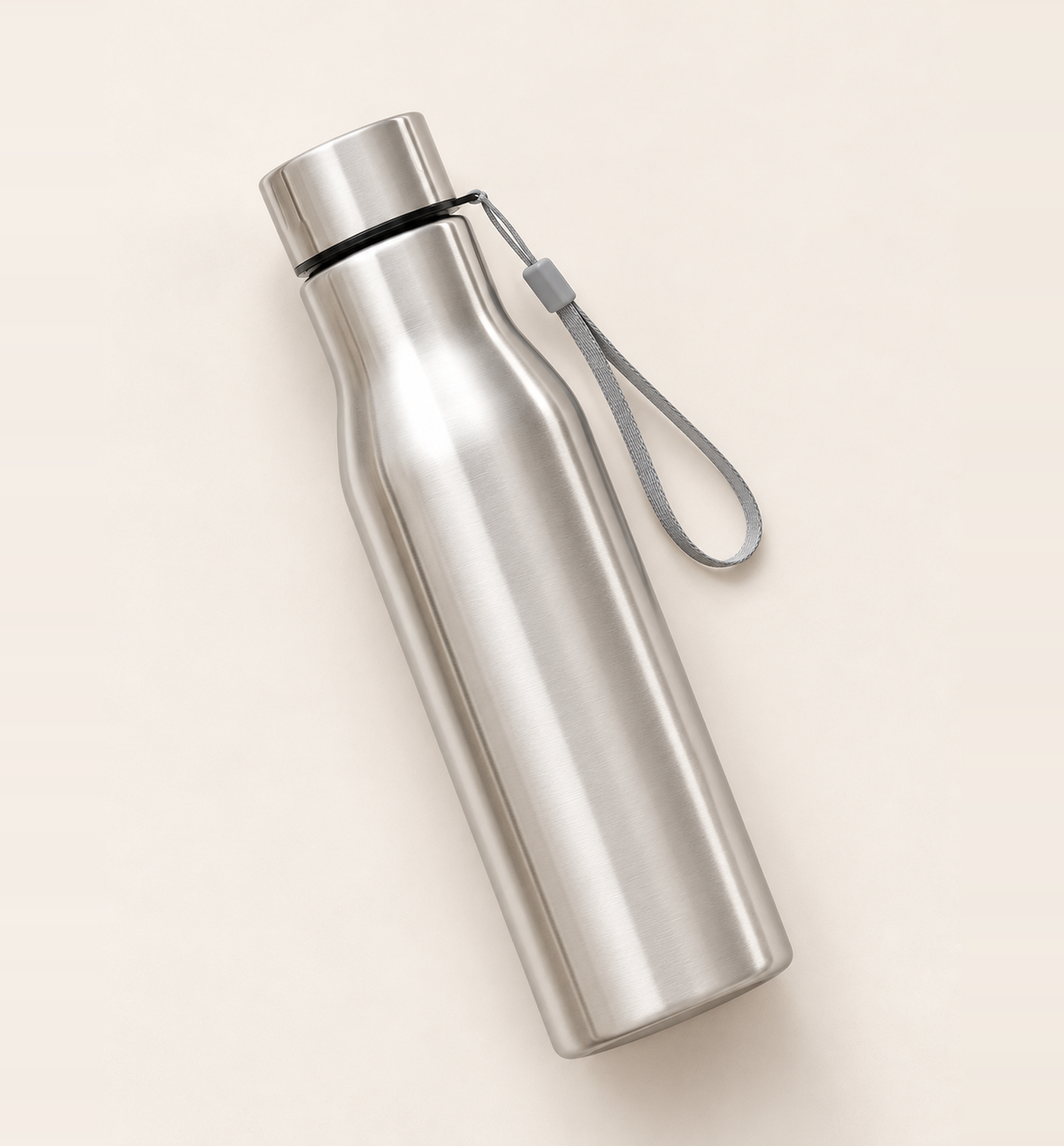 Steel Water Bottle - Silver, 750 ml, alternate angle