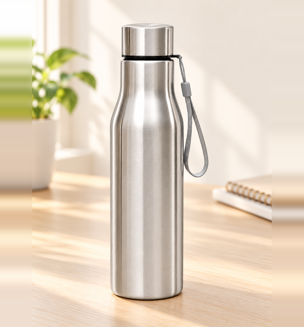 Steel Water Bottle - Silver, 750 ml, lifestyle