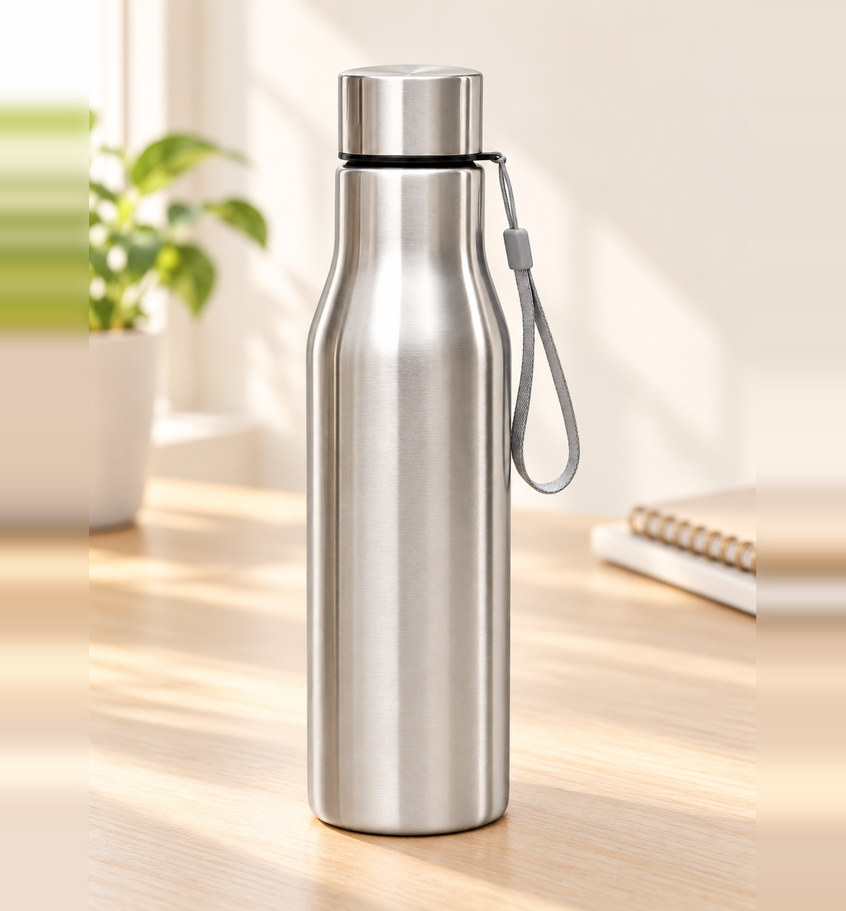 Steel Water Bottle - Silver, 750 ml, lifestyle