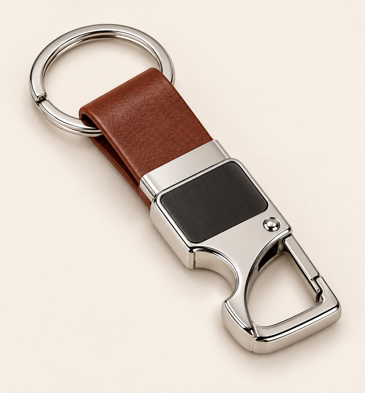 Bottle-Opener Hook Keychain - Brown, main view