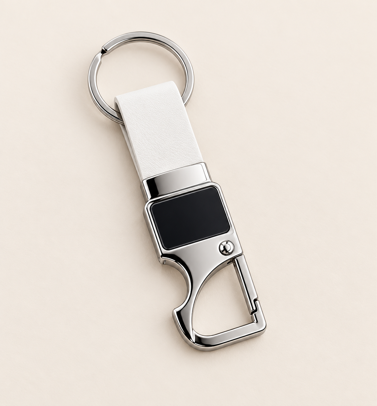 Bottle-Opener Hook Keychain - White, main view